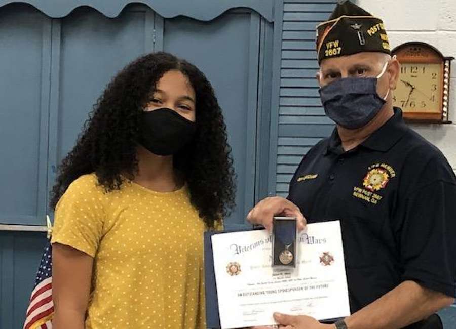 Jaelah White recognized by VFW