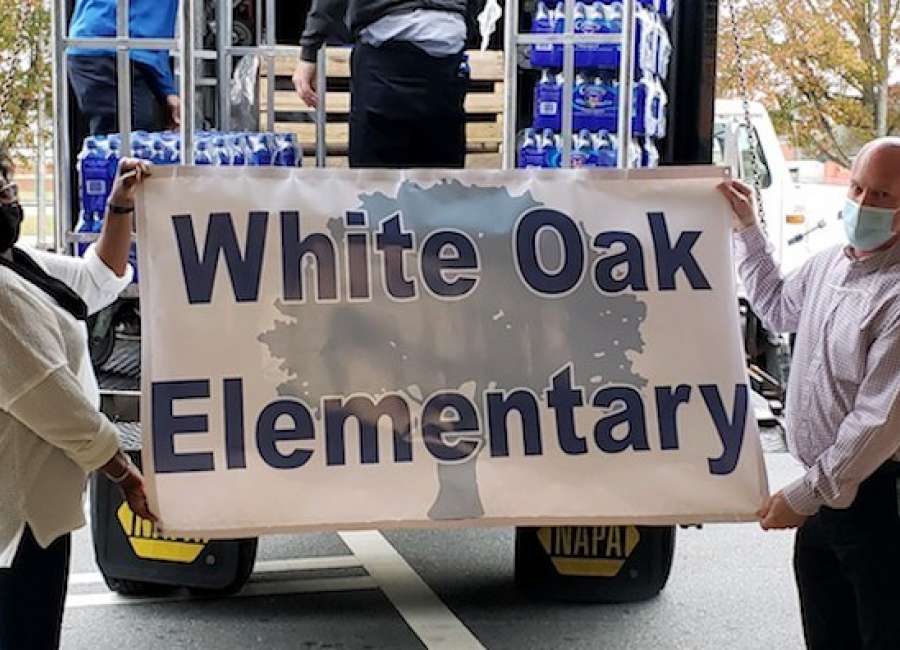 Local companies donate bottled water for White Oak students