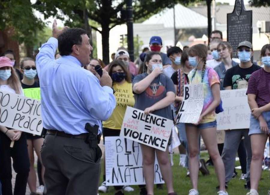Local leaders speak at protest