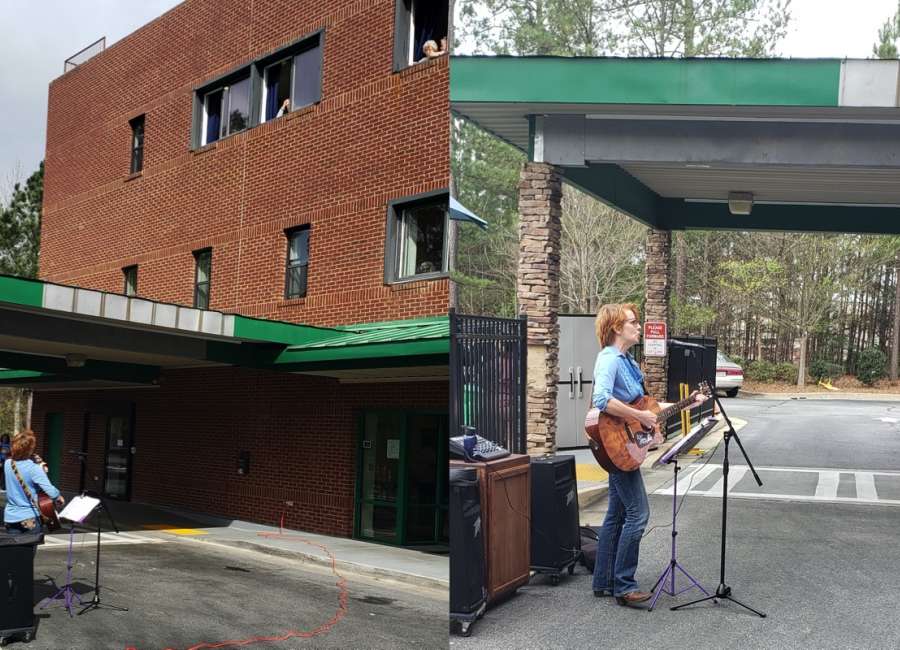 Musician performs for Monarch House