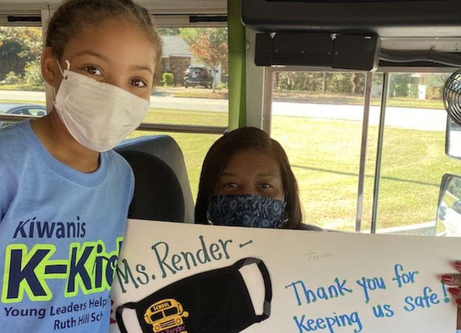 Ruth Hill K-Kids show appreciation to bus drivers