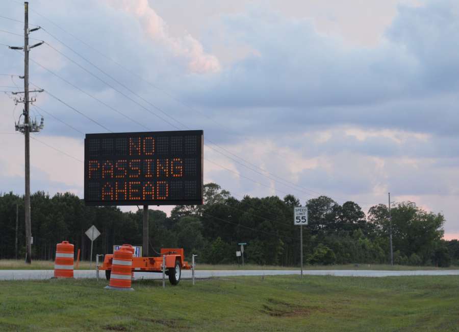 Senoia passing lane now for turning only