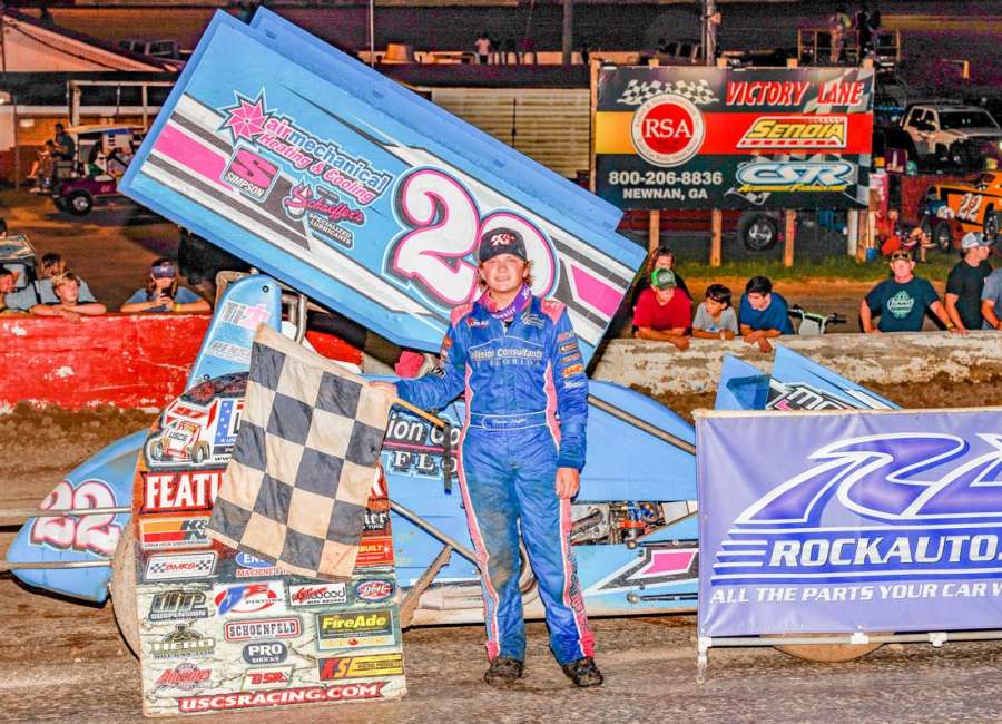 Third to first on final lap puts fifteen-year-old Loeffler In Senoia Raceway Victory Lane