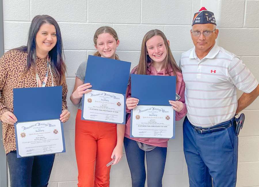 Blake Bass Middle School students, teacher receive awards from VFW Post 2667