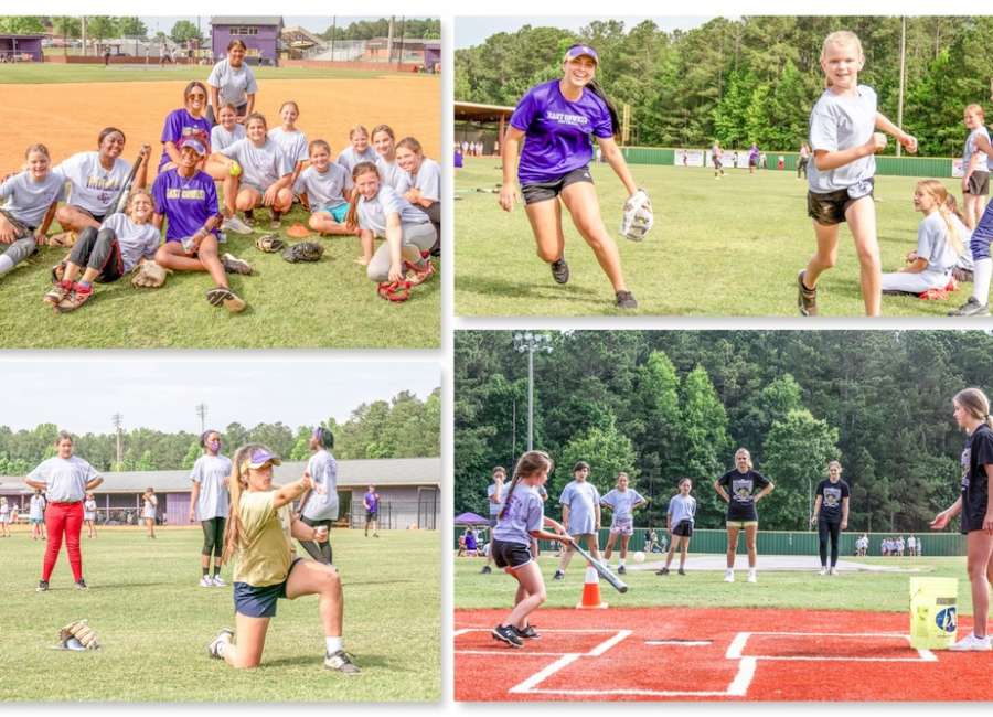 Junior softballers get instruction from the State Champions