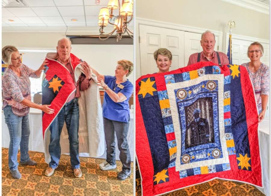 Quilt of Valor presented during Kiwanis meeting