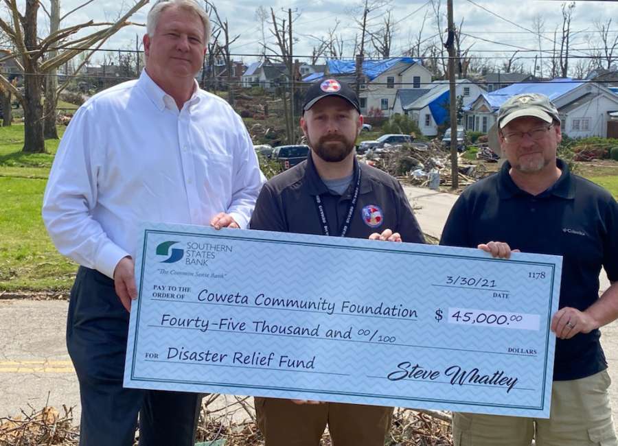 Southern States Bank donates $45k to Coweta's official disaster relief fund
