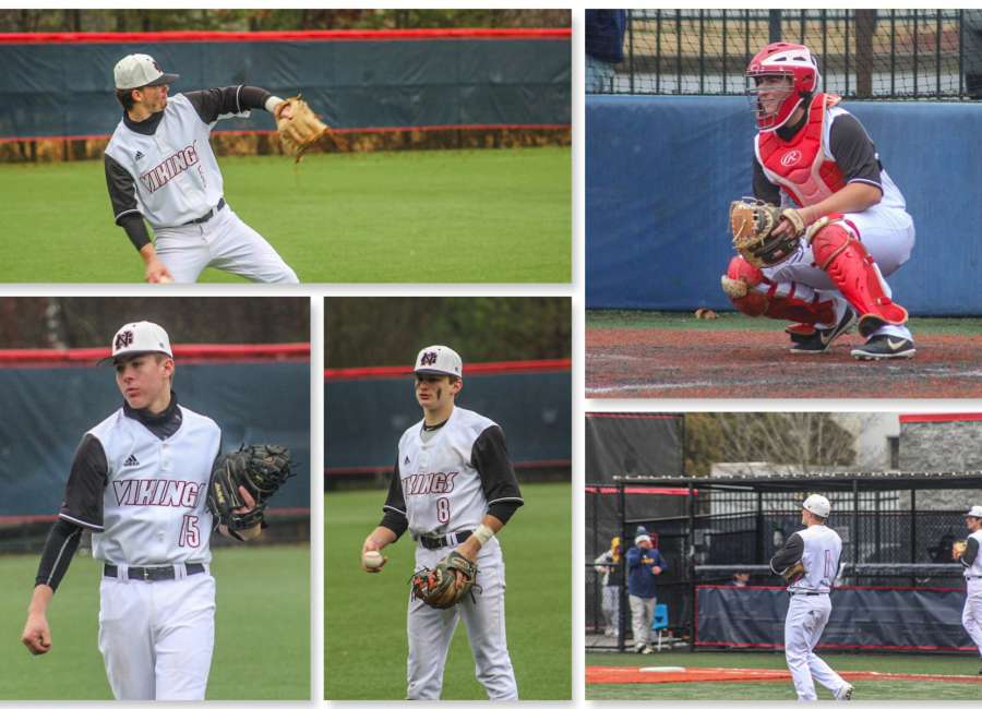 Vikings weather the elements to earn a split in baseball opener