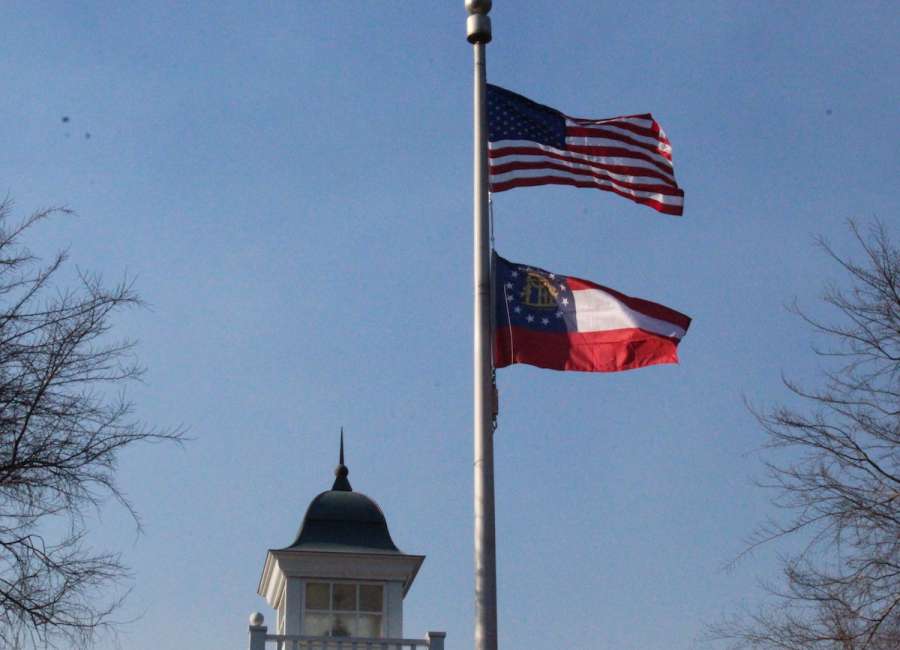 Wesley Woods honored with new flags